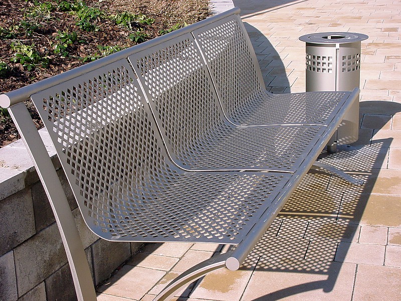 Perforated bench and litter basket